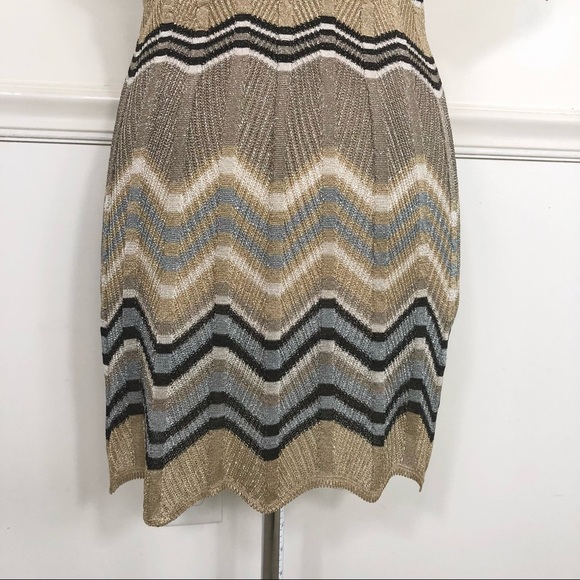 Missoni ITALY Gold striped tunic top Deep V neck - Picture 7 of 8